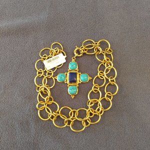 Julie Vos pendant/chain turquoise and lapis, NWT